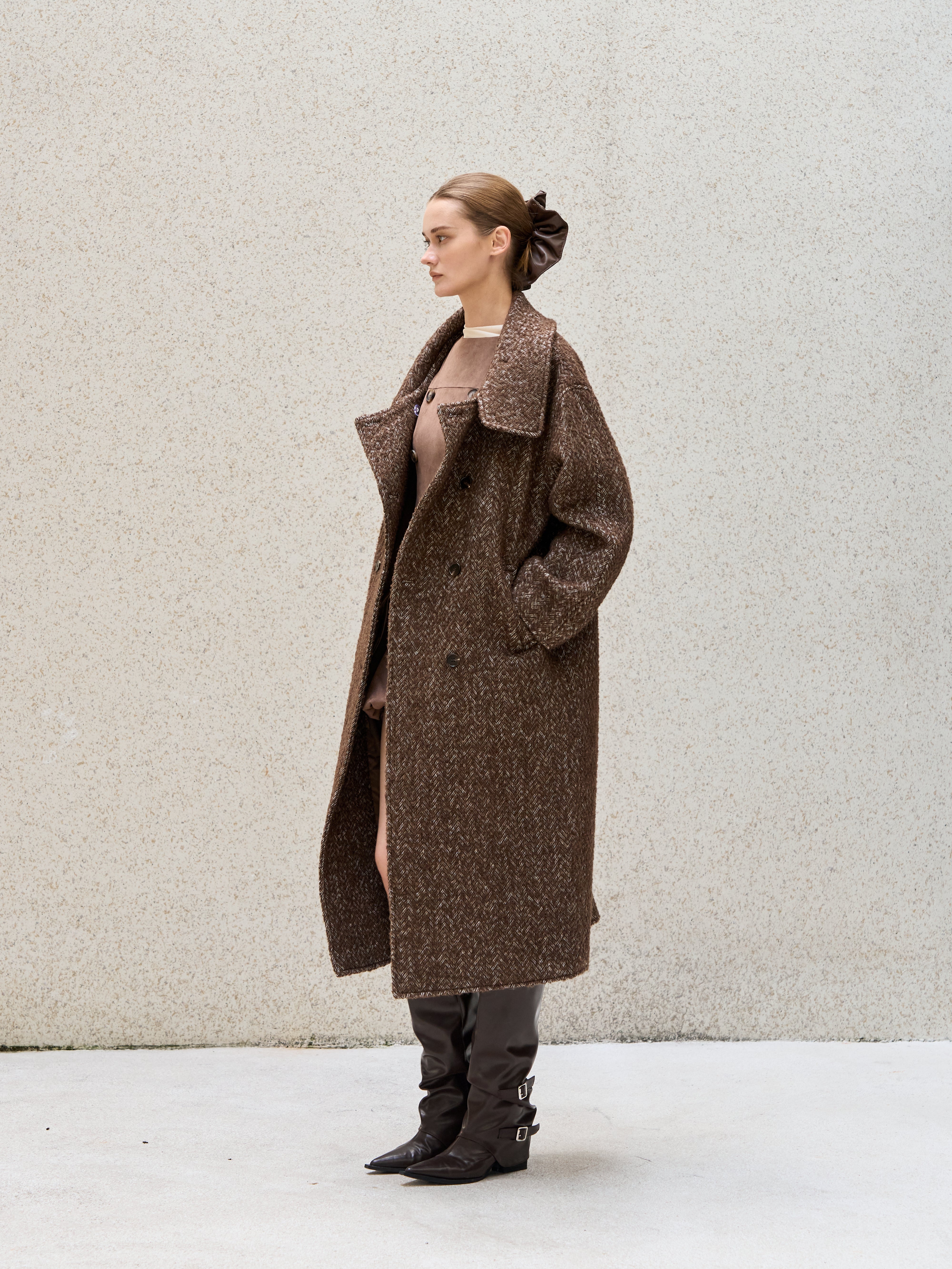 Heritage Herringbone Long Coat