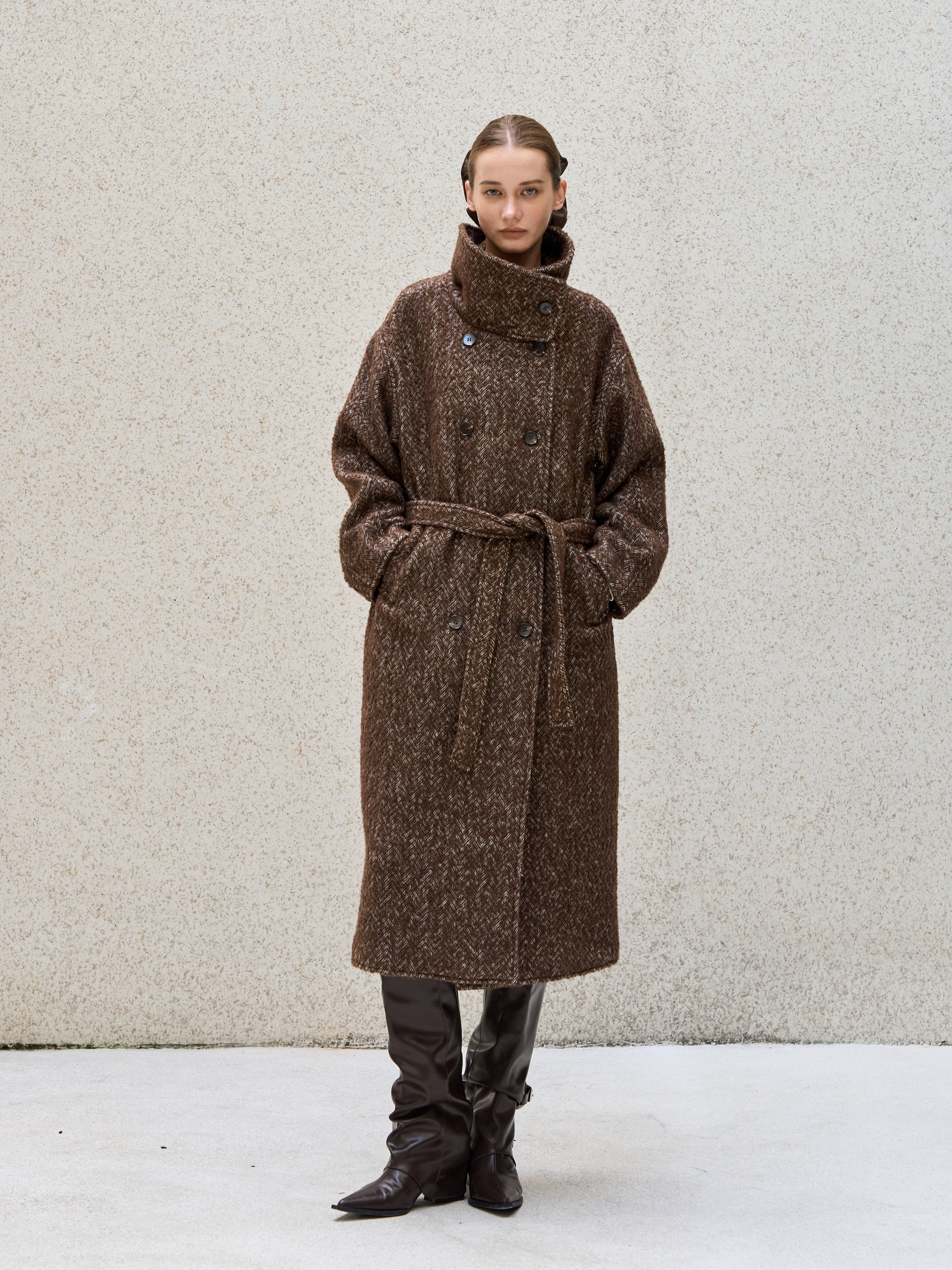 Heritage Herringbone Long Coat
