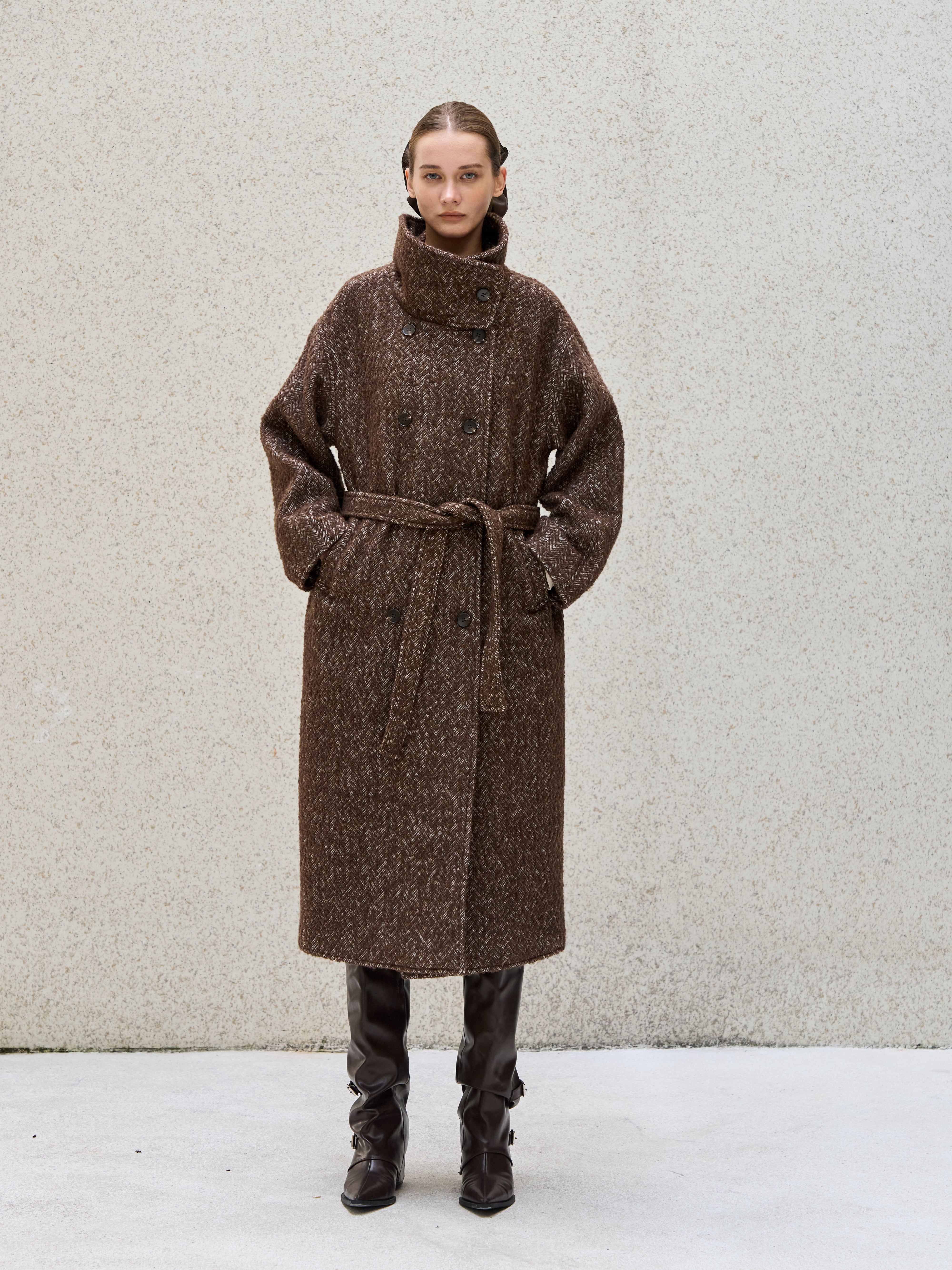 Heritage Herringbone Long Coat