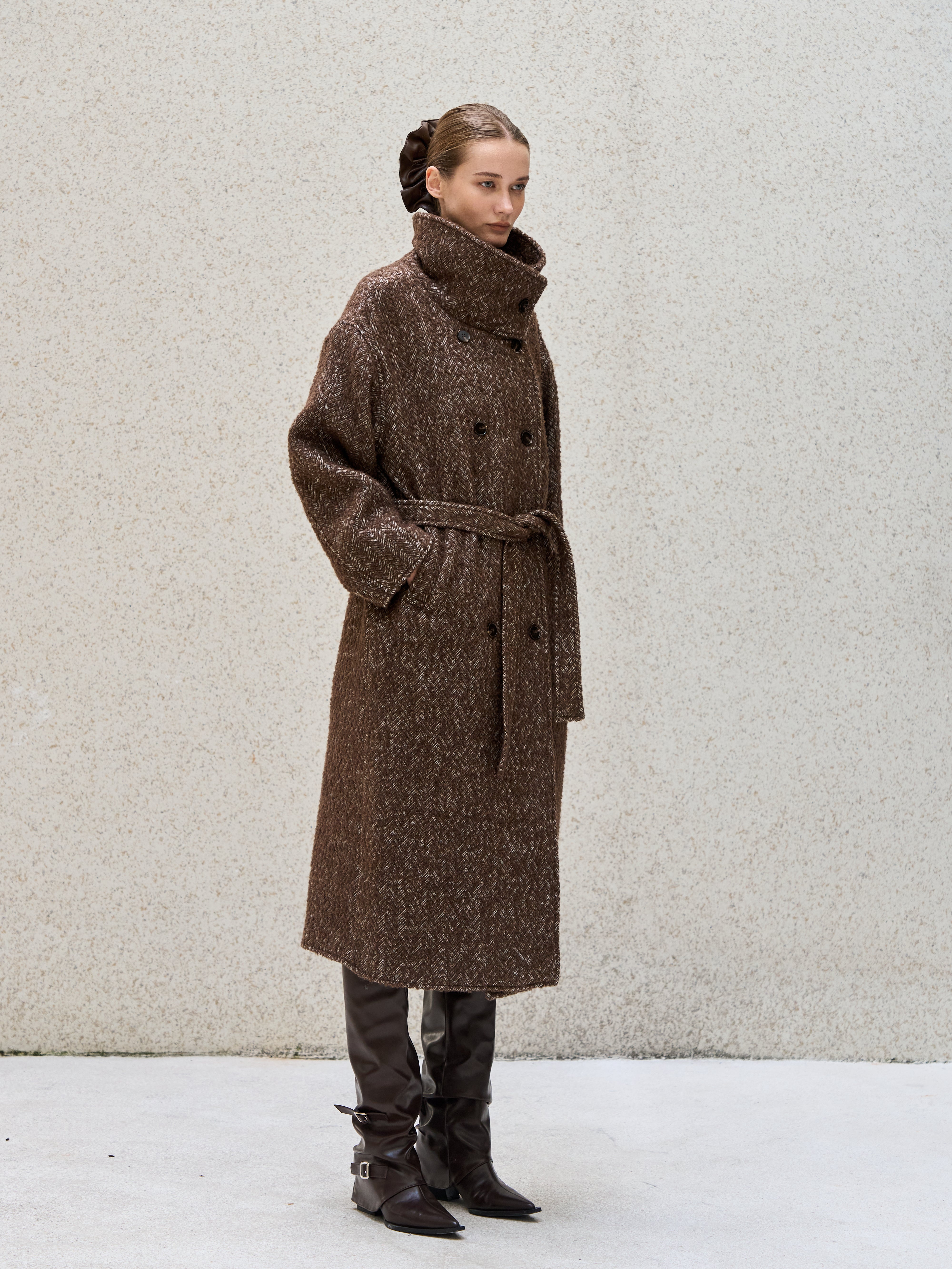 Heritage Herringbone Long Coat