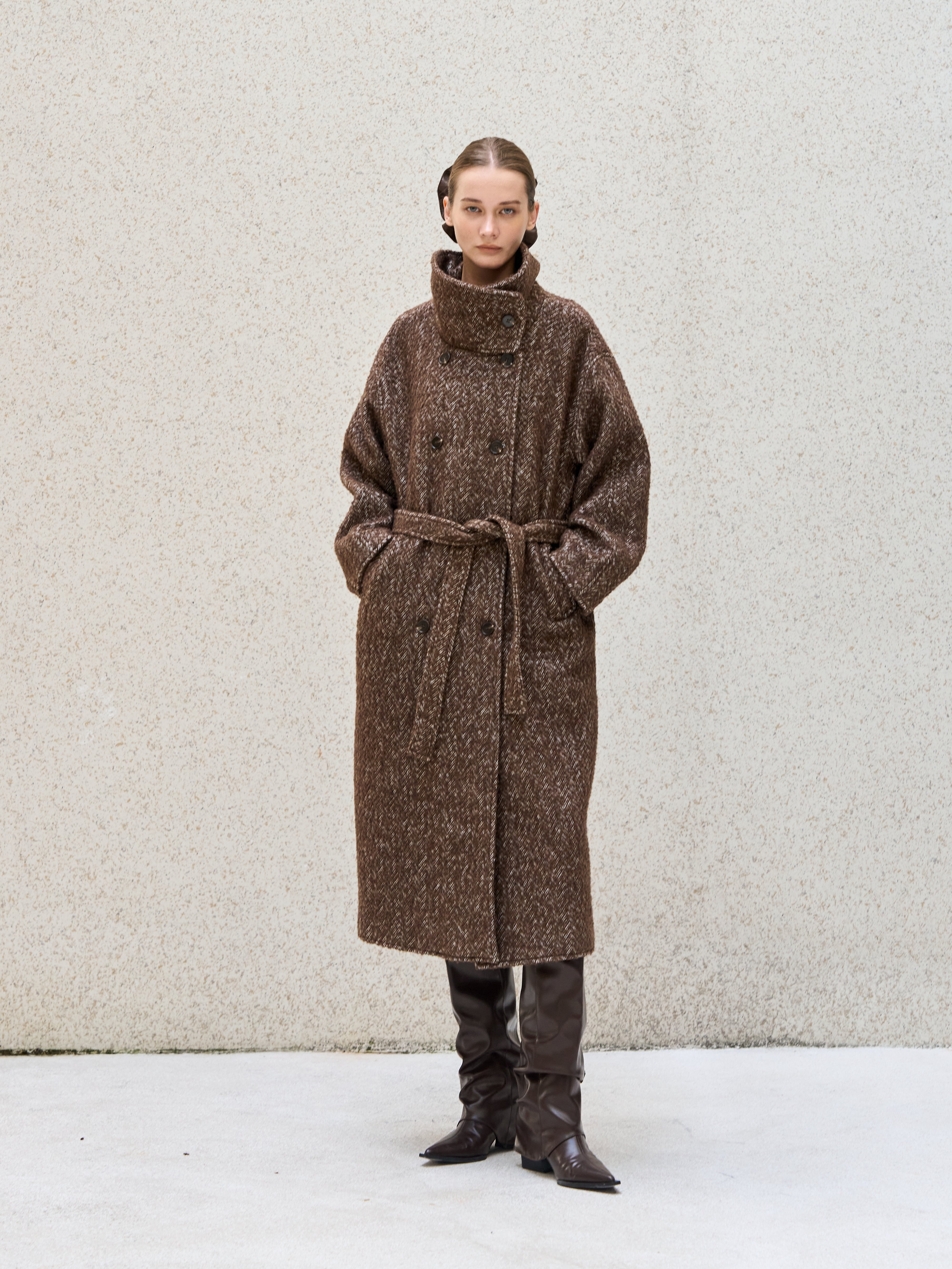 Heritage Herringbone Long Coat
