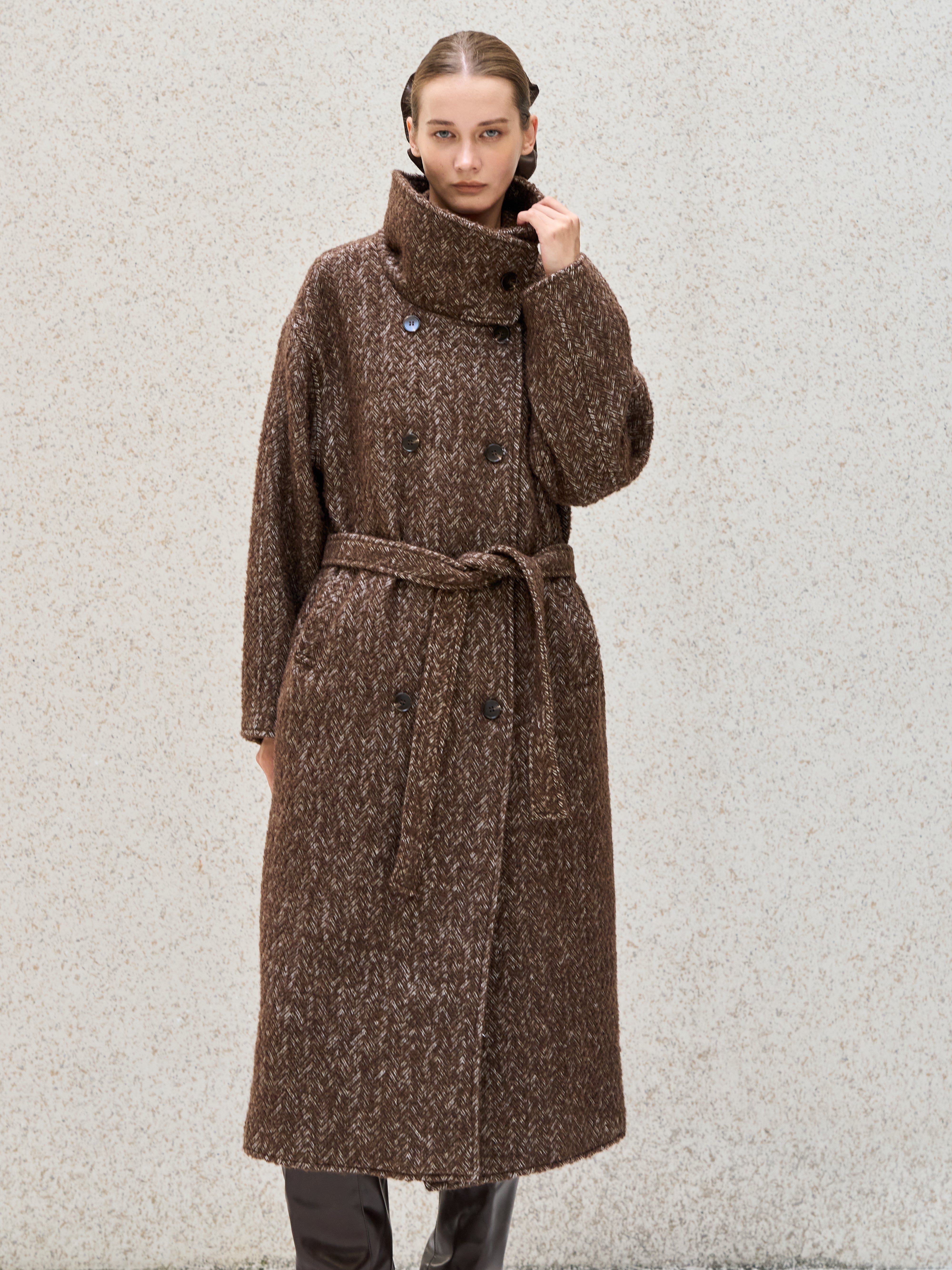 Heritage Herringbone Long Coat