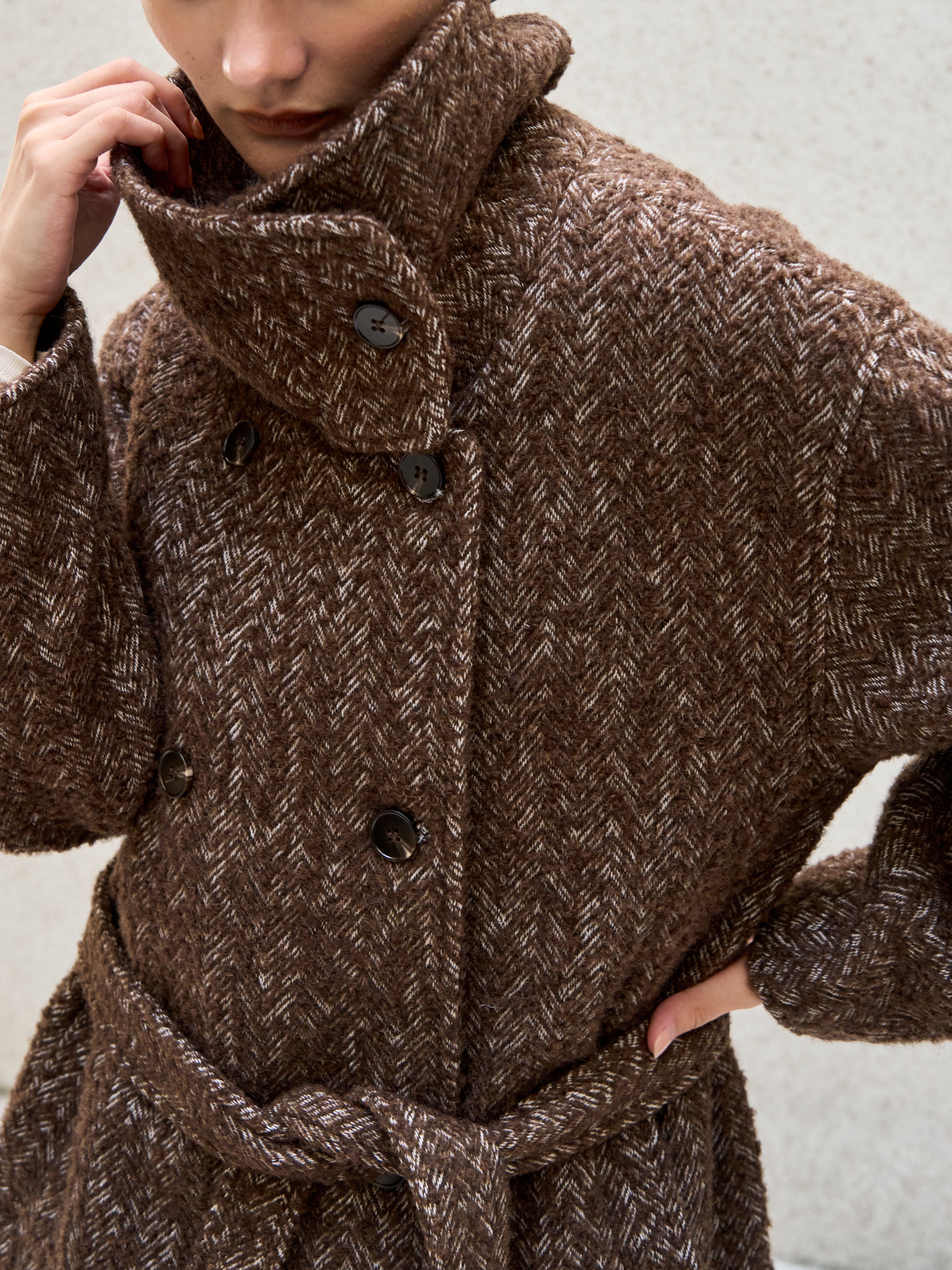 Heritage Herringbone Long Coat