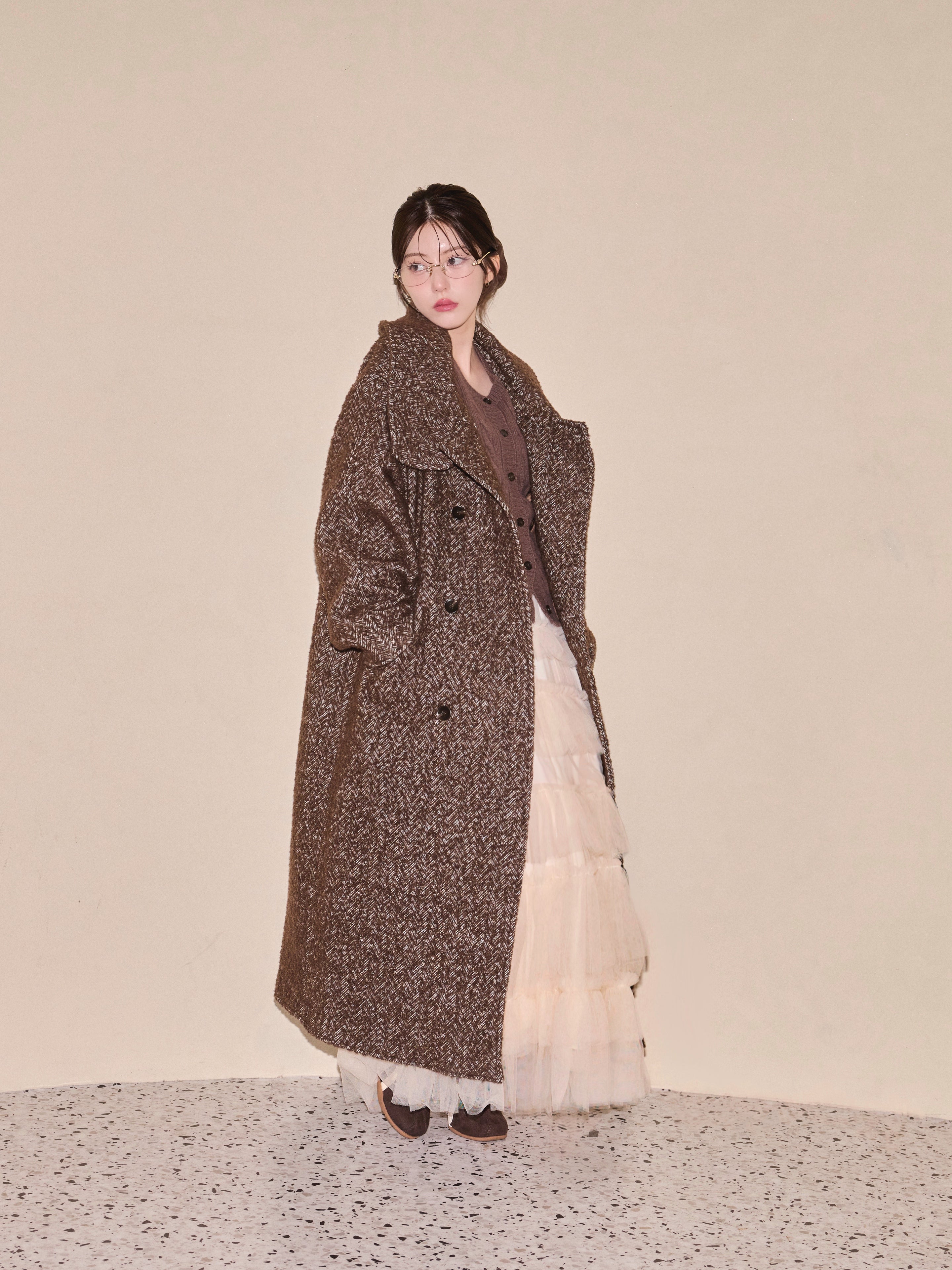 Heritage Herringbone Long Coat