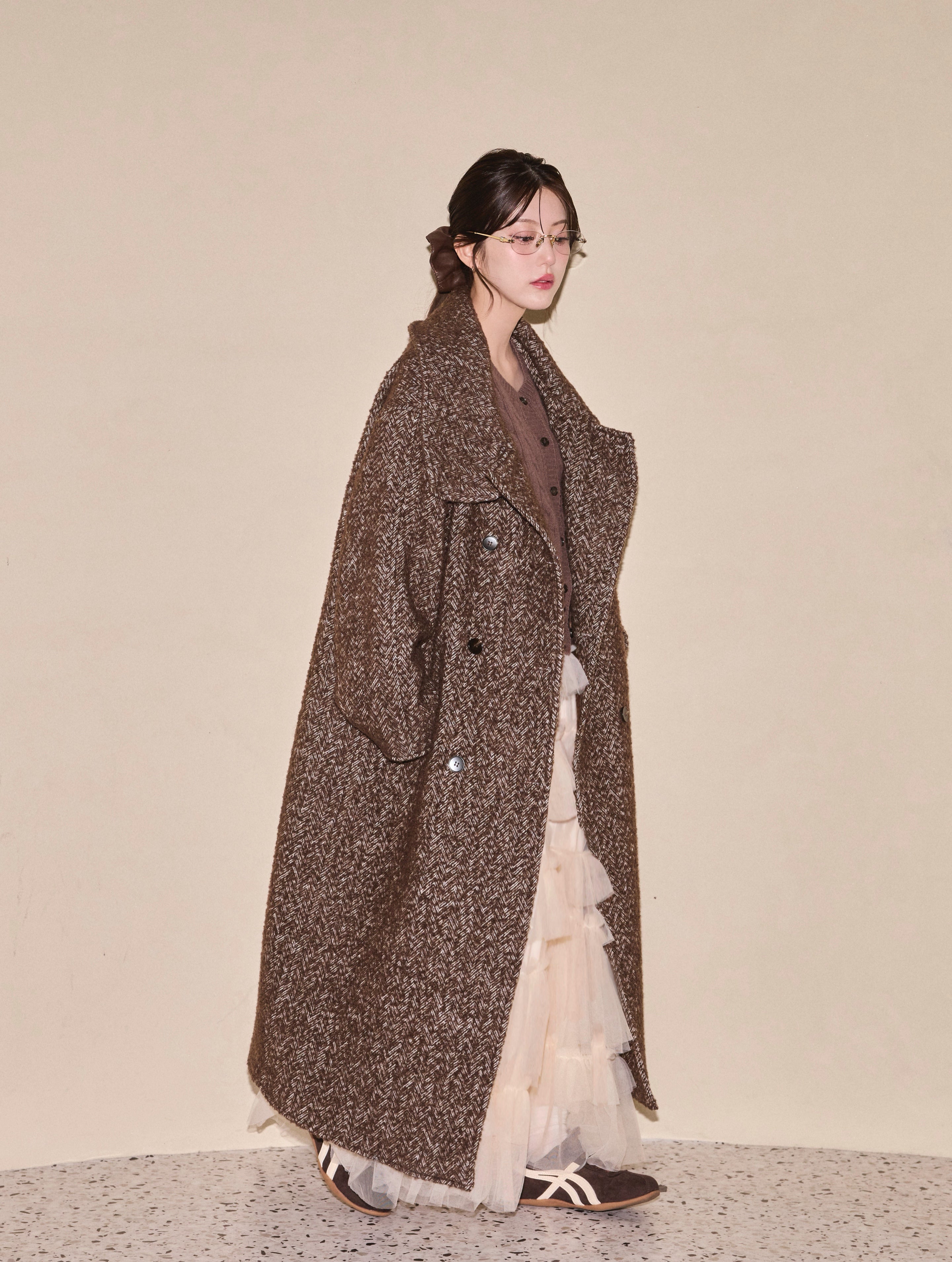 Heritage Herringbone Long Coat