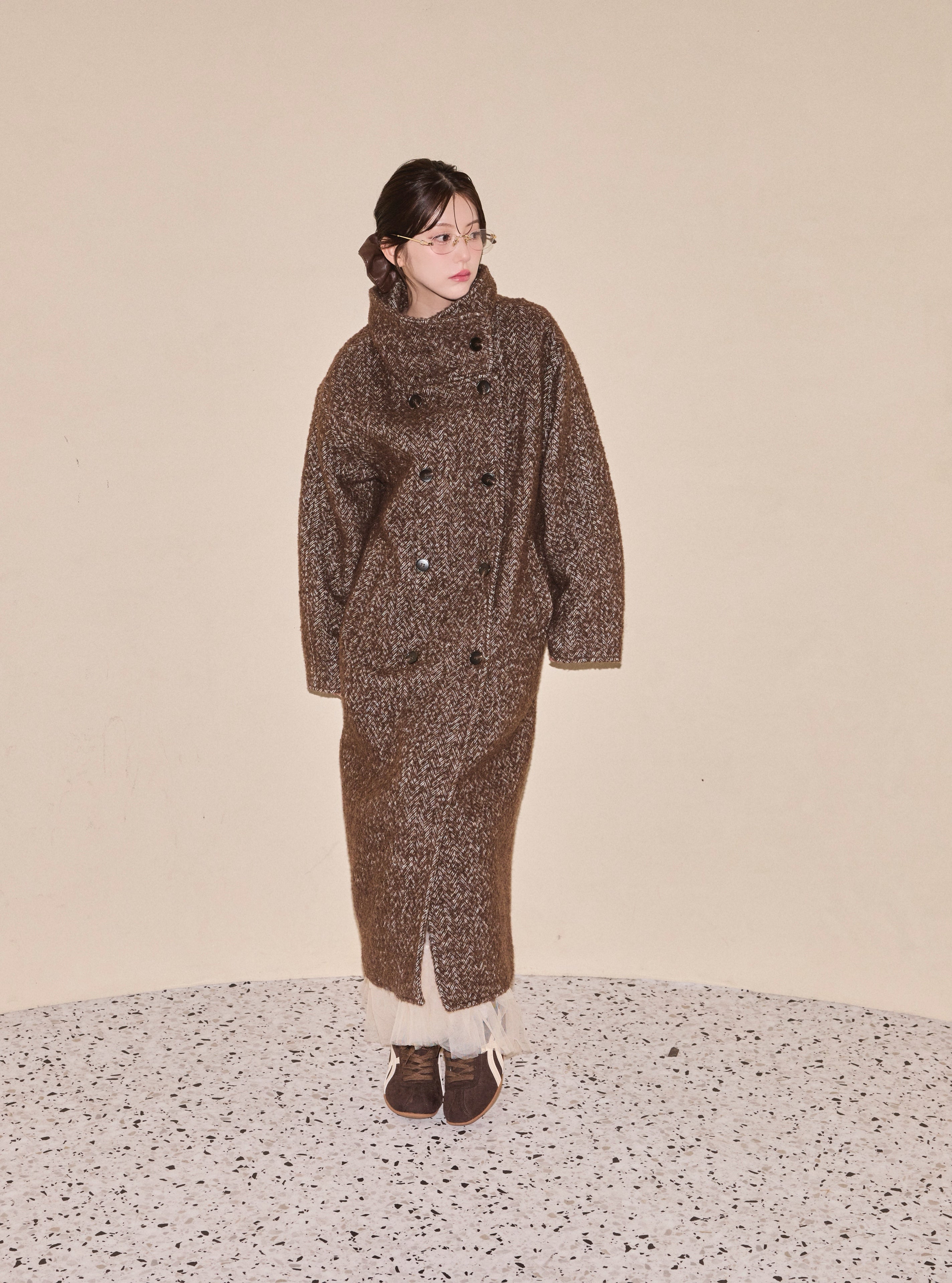 Heritage Herringbone Long Coat