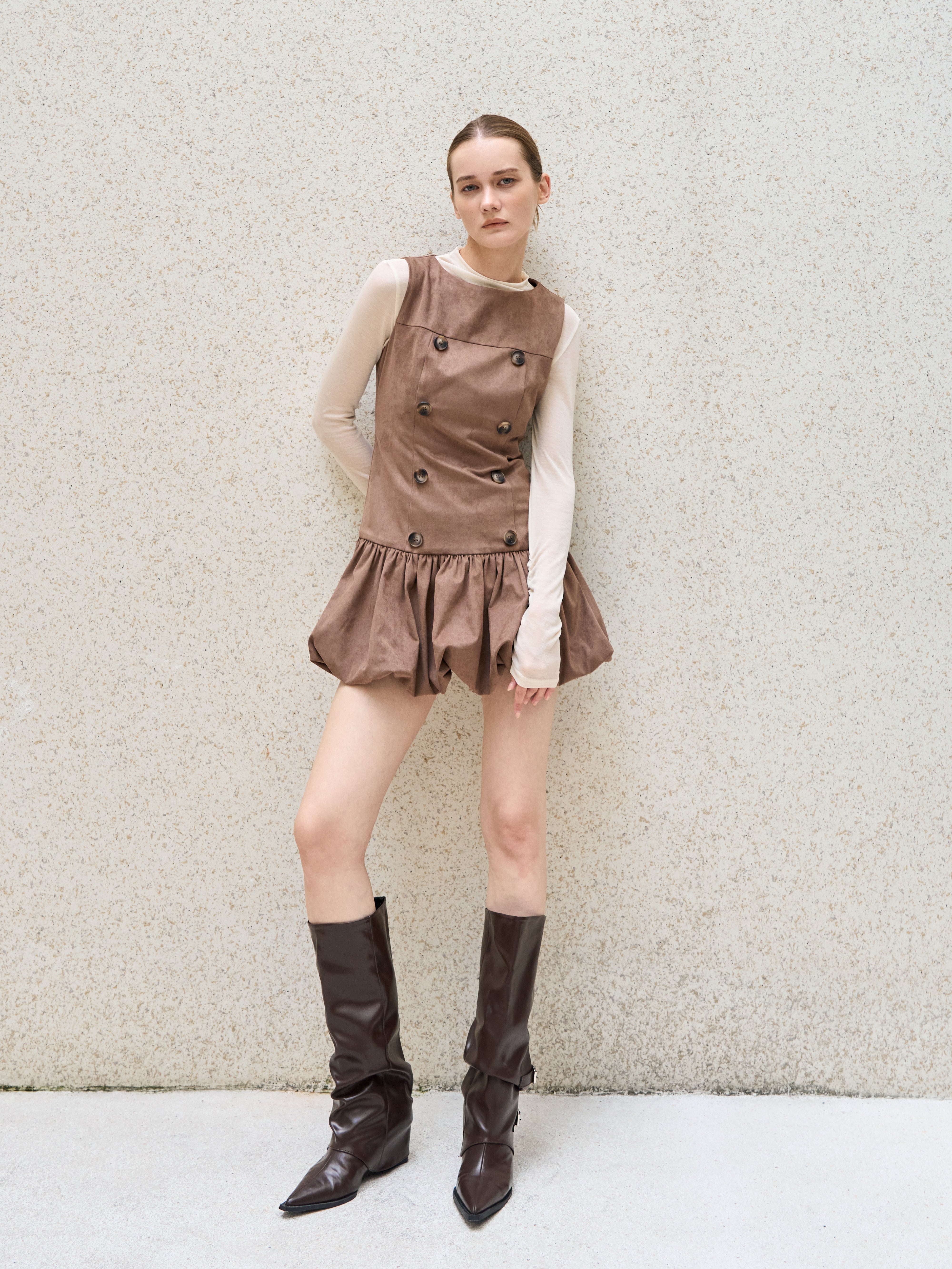 Double Button Balloon Hem Dress – MUTED