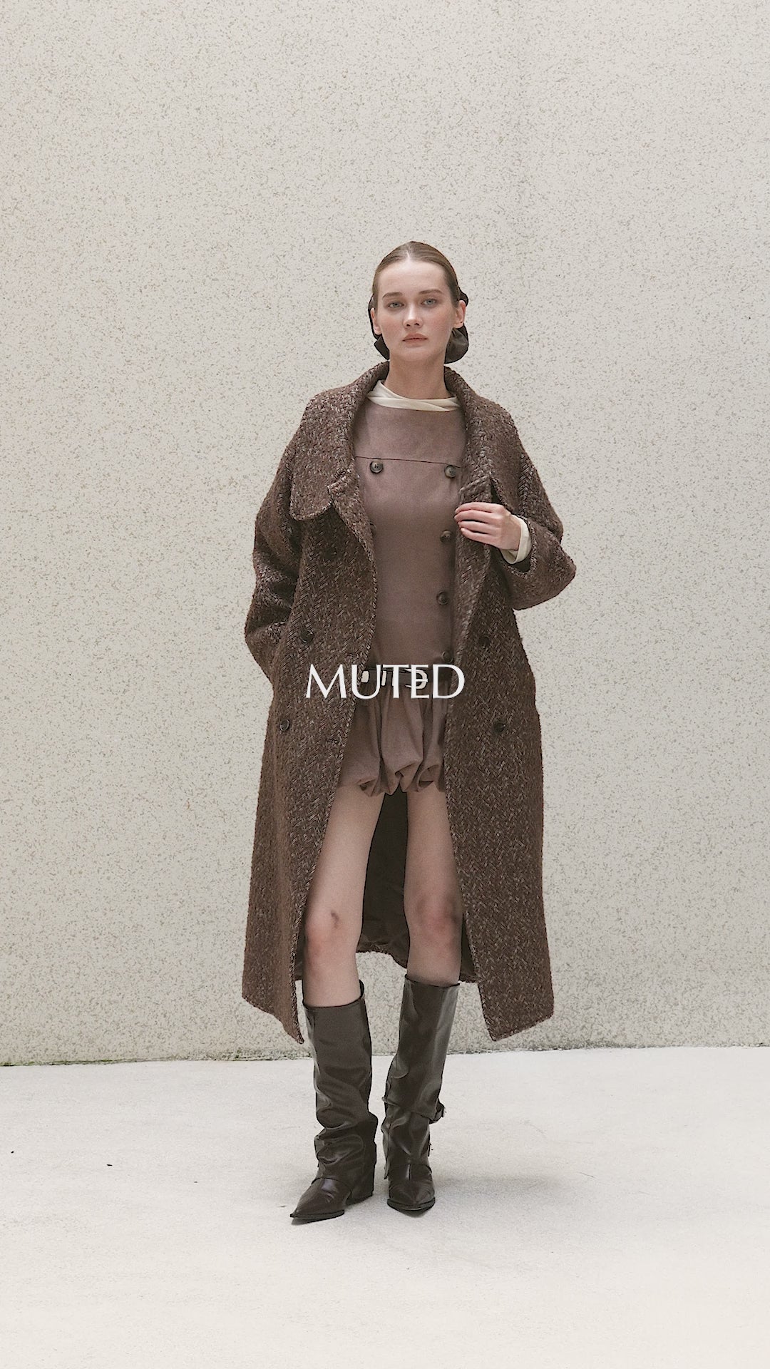 Heritage Herringbone Long Coat – MUTED